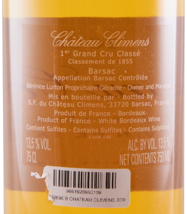 2008 Château Climens Barsac Sauternes branco