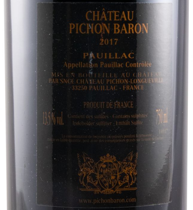 2017 Château Pichon Longueville au Baron de Pichon-Longueville Pauillac tinto