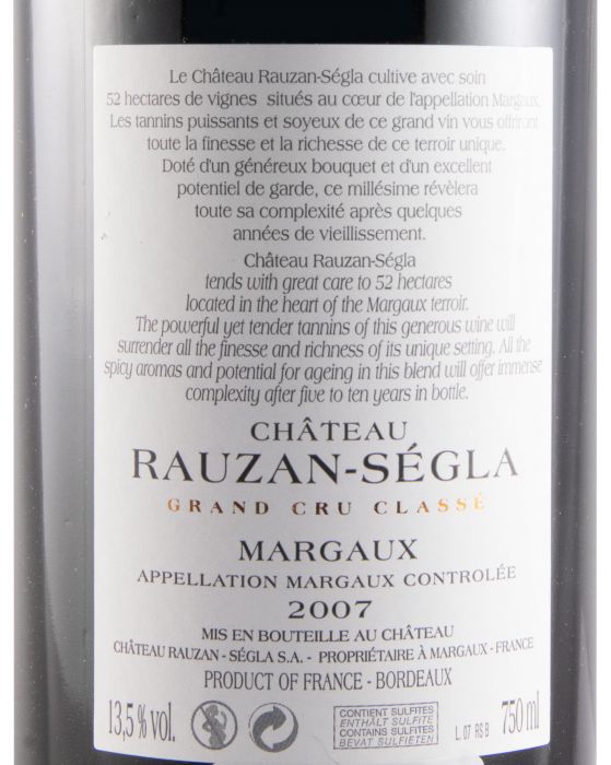 2007 Château Rauzan-Ségla Margaux red