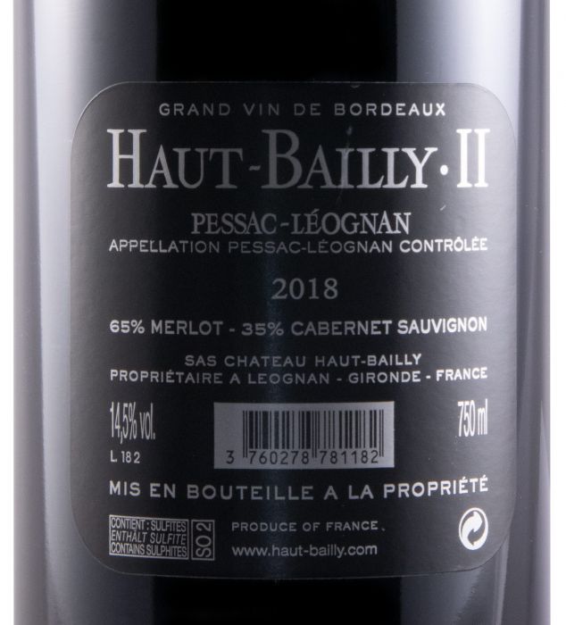2018 Château Haut-Bailly Haut-Bailly II Pessac-Léognan red