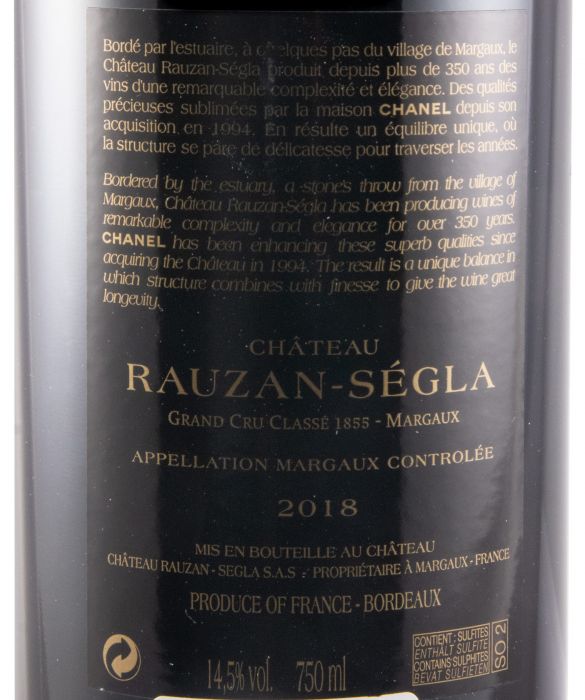 2018 Château Rauzan-Ségla Margaux tinto