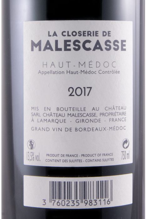 2017 Château Malescasse La Closerie de Malescasse Haut-Médoc tinto