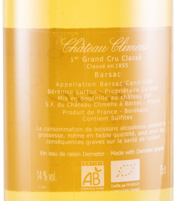 2016 Château Climens Barsac Sauternes branco