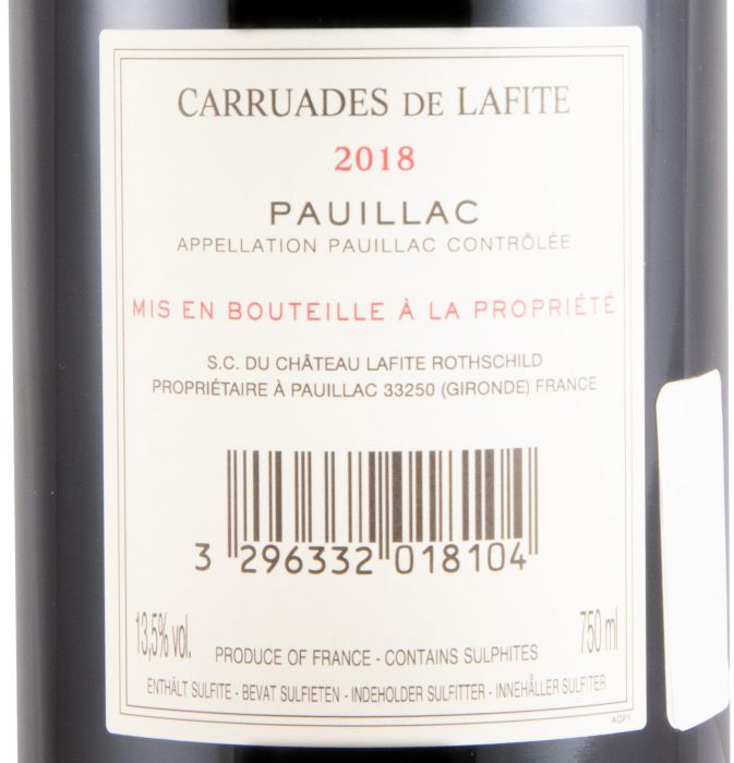 2018 Château Lafite Rothschild Carruades de Lafite Pauillac tinto
