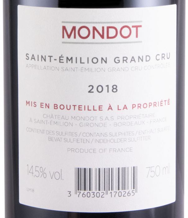 2018 Mondot Saint-Émilion tinto