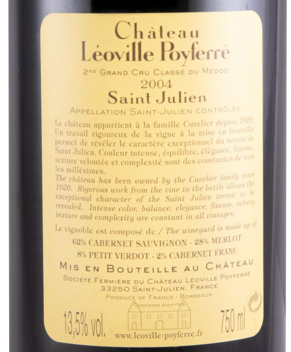 2004 Château Léoville Poyferré Saint-Julien red