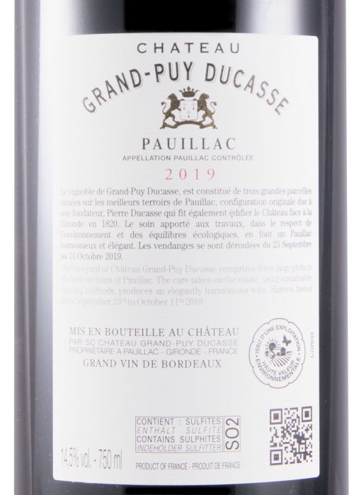 2019 Château Grand-Puy Ducasse Pauillac tinto