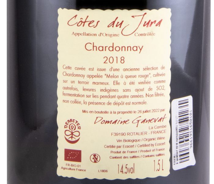 2018 Jean-François Ganevat Cuvée Marguerite Chardonnay Côtes du Jura organic white 1.5L