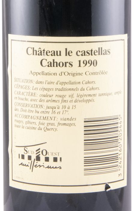 1990 Château Le Castellas Cahors tinto