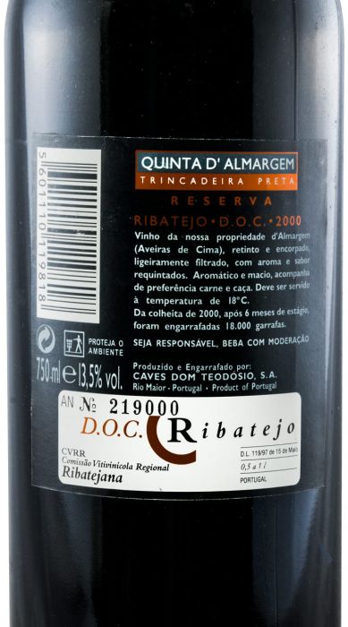 2000 Quinta D'Almargem Reserva tinto