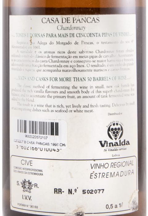 1996 Casa de Pancas Chardonnay white