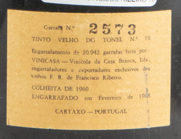 1960 Francisco Ribeiro Tonel 10 Tinto Velho tinto