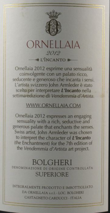 2012 Tenuta Dell’Ornellaia Bolgheri Toscana tinto