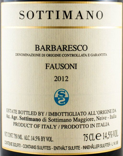 2012 Sottimano Fausoni Barbaresco Piedmonte red