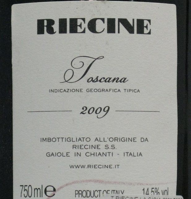 2009 Riecine La Gioia Toscana tinto