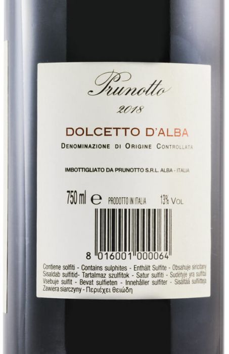 2018 Prunotto Dolceto d'Alba red