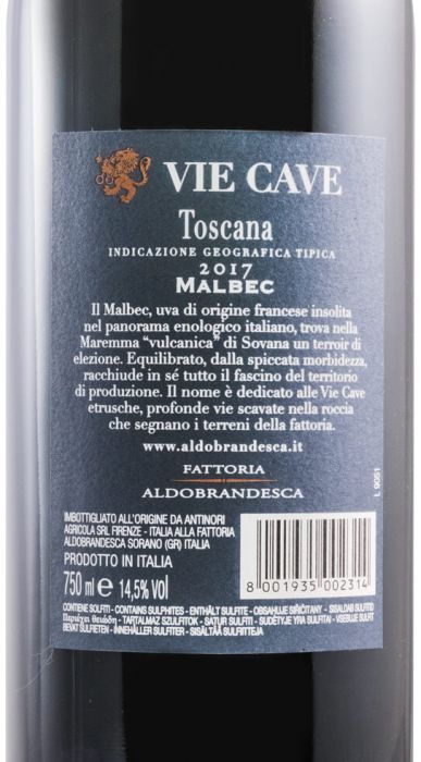 2017 Fattoria Aldobrandesca Vie Cave Malbec Sovana red