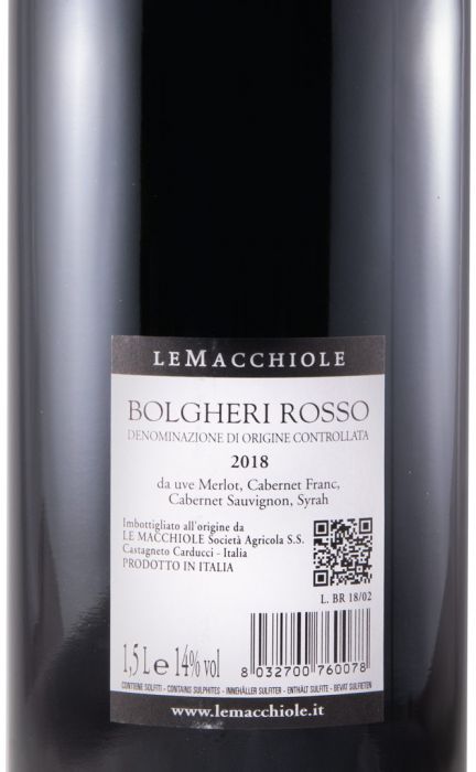 2018 Le Macchiole Bolgheri Rosso tinto 1,5L