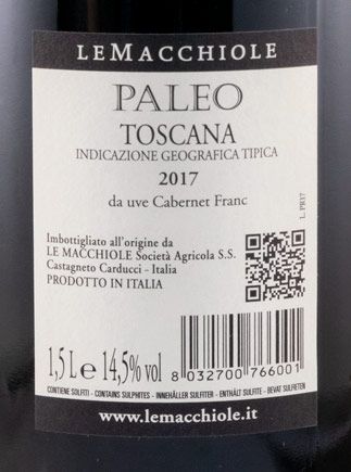 2017 Le Macchiole Paleo Rosso red 1.5L