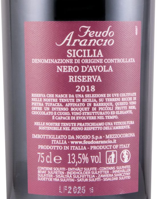 2018 Feudo Arancio Nero d'Avola Riserva Sicilia tinto