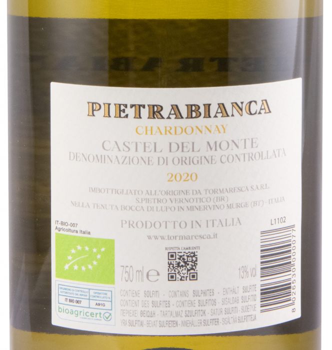 2020 Tormaresca Pietrabianca Chardonnay Castel del Monte organic white
