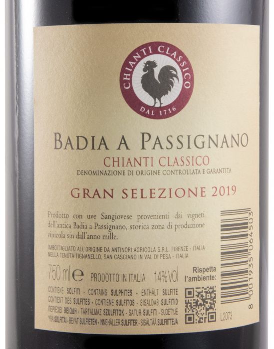 2019 Badia a Passignano Chianti Classico Gran Selezione red