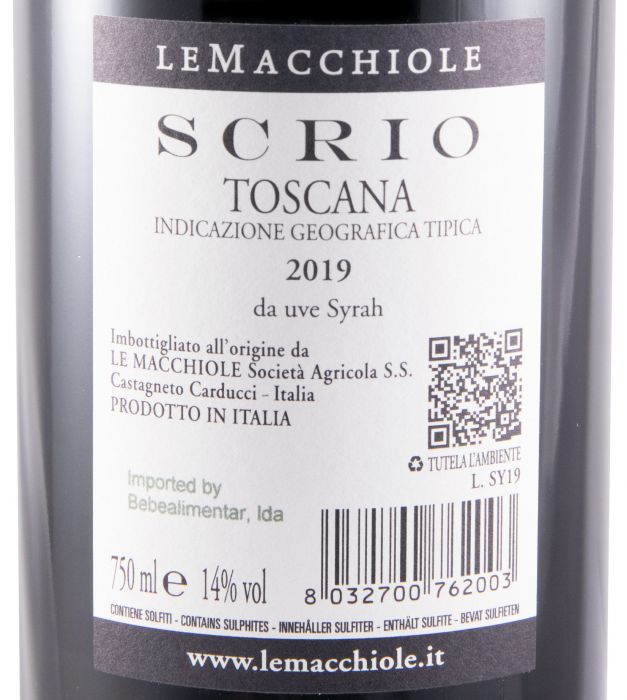 2019 Le Macchiole Scrio red