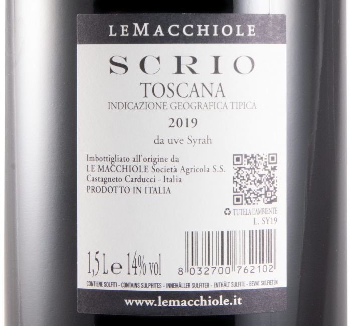 2019 Le Macchiole Scrio red 1.5L