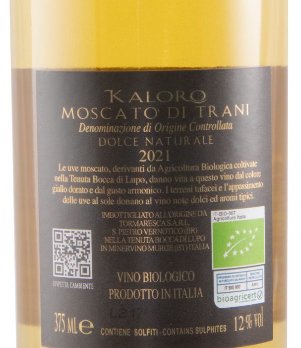 2021 Tormaresca Kaloro Moscato di Trani organic white 37.5cl