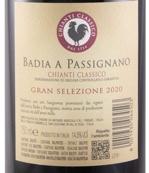 2020 Badia a Passignano Chianti Classico Gran Selezione red