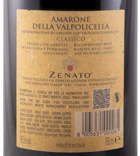 2018 Zenato Amarone della Valpolicella Classico tinto