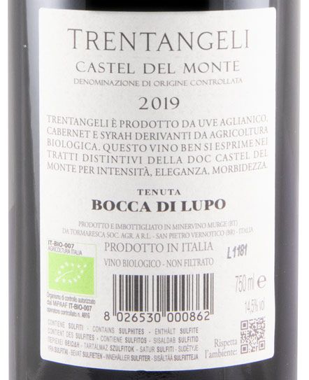 2019 Tormaresca Trentageli Castel del Monte organic red