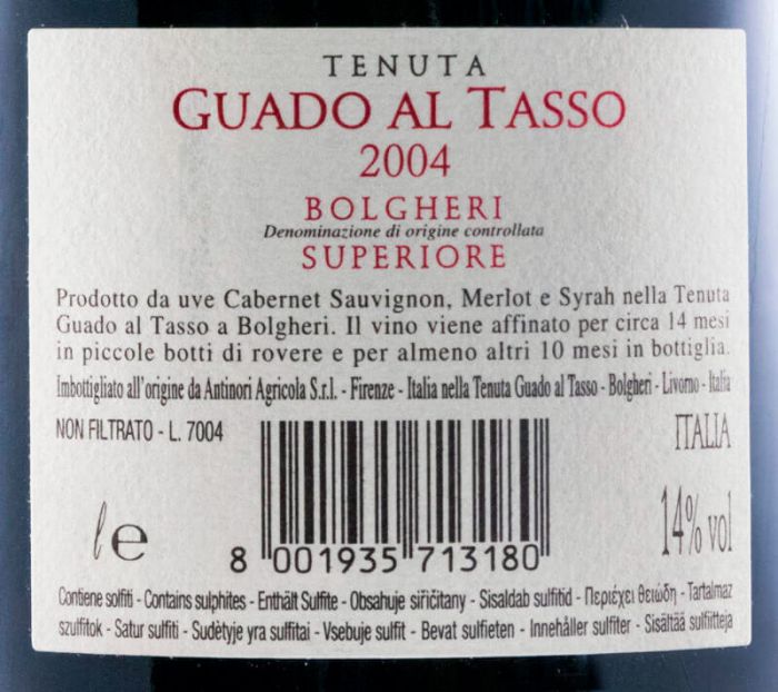 2004 Tenuta Guado al Tasso Bolgheri red 3L