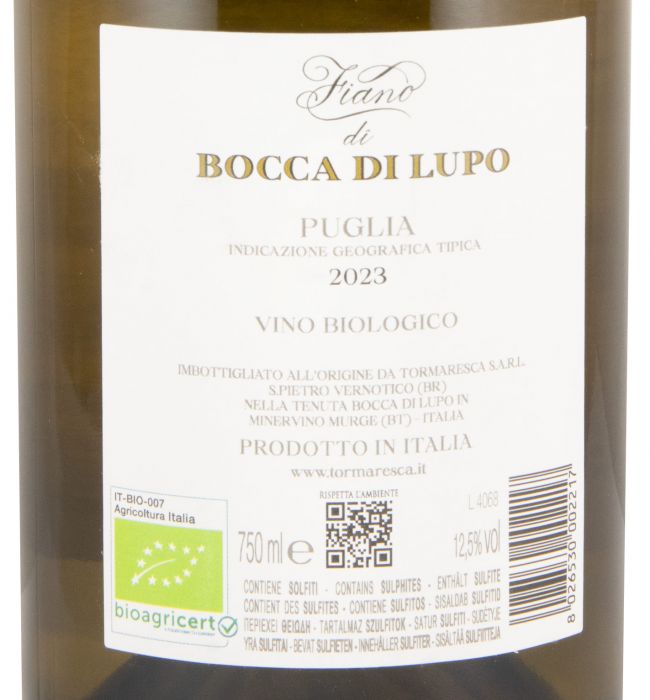 2023 Fiano di Bocca di Lupo biológico branco