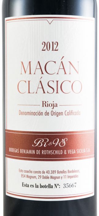 2012 Benjamin de Rothschild & Vega-Sicilia Macán Clásico Rioja tinto