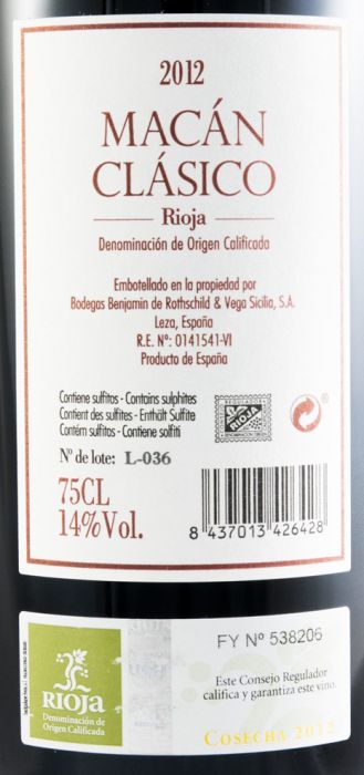 2012 Benjamin de Rothschild & Vega-Sicilia Macán Clásico Rioja red