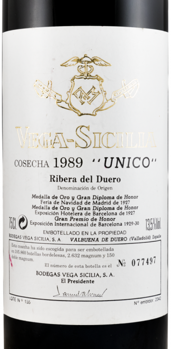 1989 Vega-Sicilia Unico Ribera del Duero tinto