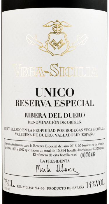 2016 Vega-Sicilia Unico Reserva Especial Ribera del Duero tinto