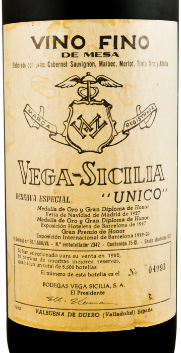 1982 Vega-Sicilia Unico Reserva Especial Ribera del Duero tinto