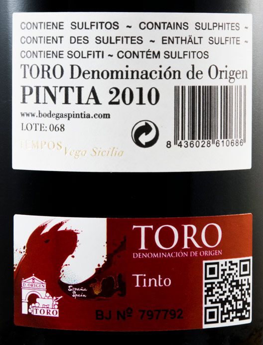 2010 Pintia Toro red
