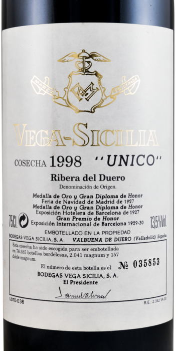 1998 Vega-Sicilia Unico Ribera del Duero tinto