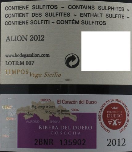 2012 Alión Cosecha Ribera del Duero tinto 1,5L