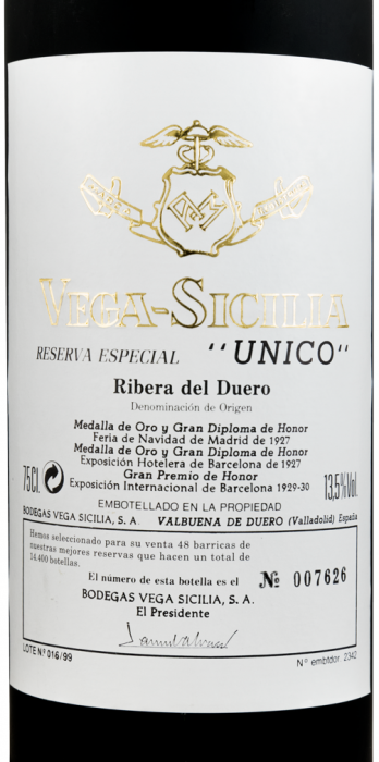 1999 Vega-Sicilia Unico Reserva Especial Ribera del Duero tinto