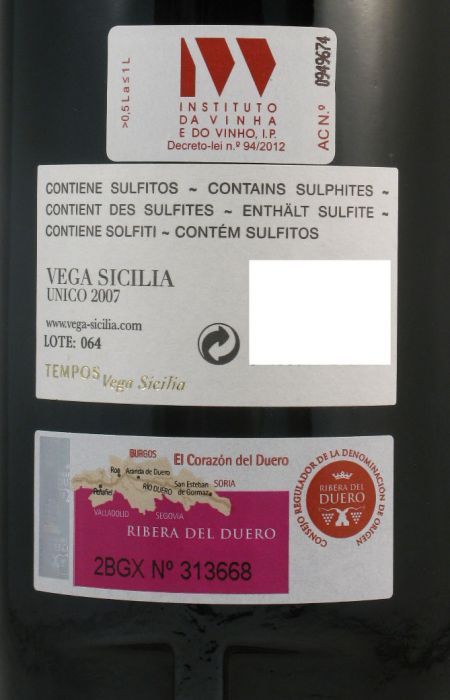 2007 Vega-Sicilia Unico Ribera del Duero tinto