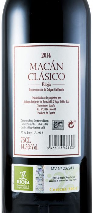 2014 Benjamin de Rothschild & Vega-Sicilia Macán Clásico Rioja tinto