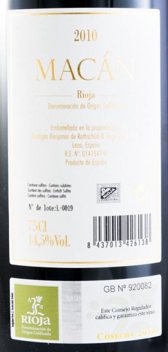 2010 Benjamin de Rothschild & Vega-Sicilia Macán Rioja tinto