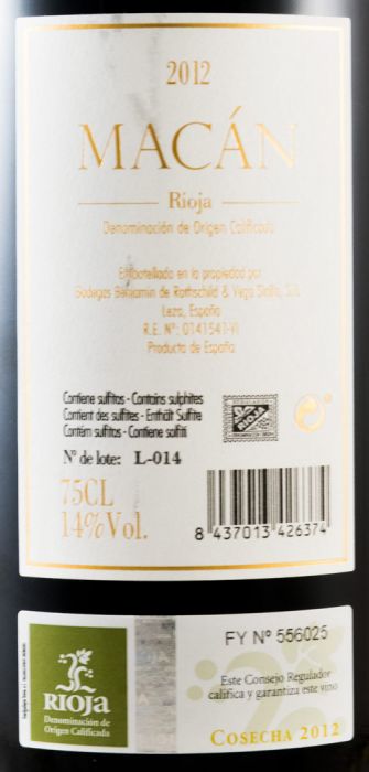 2012 Benjamin de Rothschild & Vega-Sicilia Macán Rioja tinto