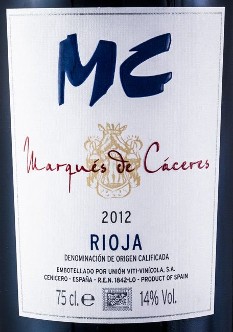 2012 Marqués de Cáceres MC Rioja red