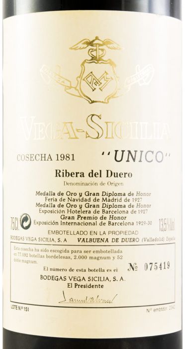 1981 Vega-Sicilia Unico Ribera del Duero tinto