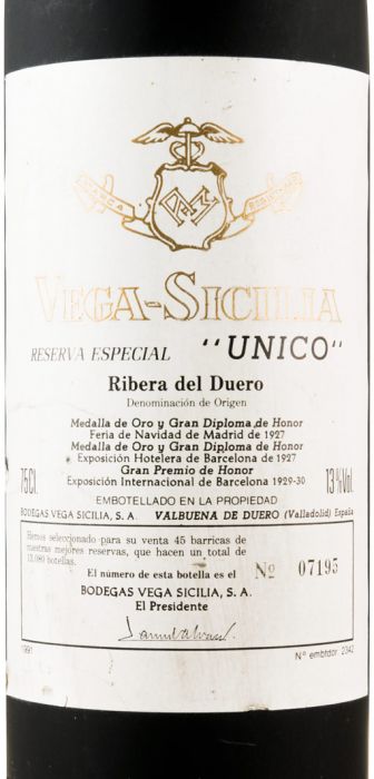 1991 Vega-Sicilia Unico Reserva Especial Ribera del Duero tinto
